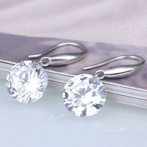 Swarovski Crystal Elements Drop Earrings – Rhodium Overlay, Sparkle Naked Drill
